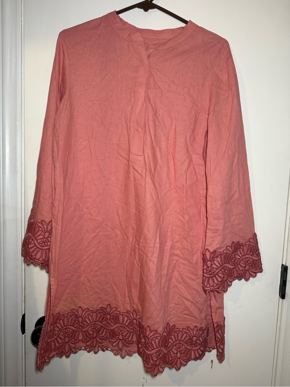 Anne Klein Coral Pink Tunic with Lace Trim